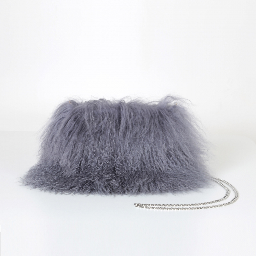 grey fur bag