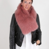 EYES ON MISHA fox fur stole Diane lobster pink